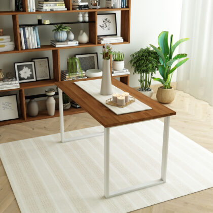 Beyaz Ayak Tik renk 120x60 Masa