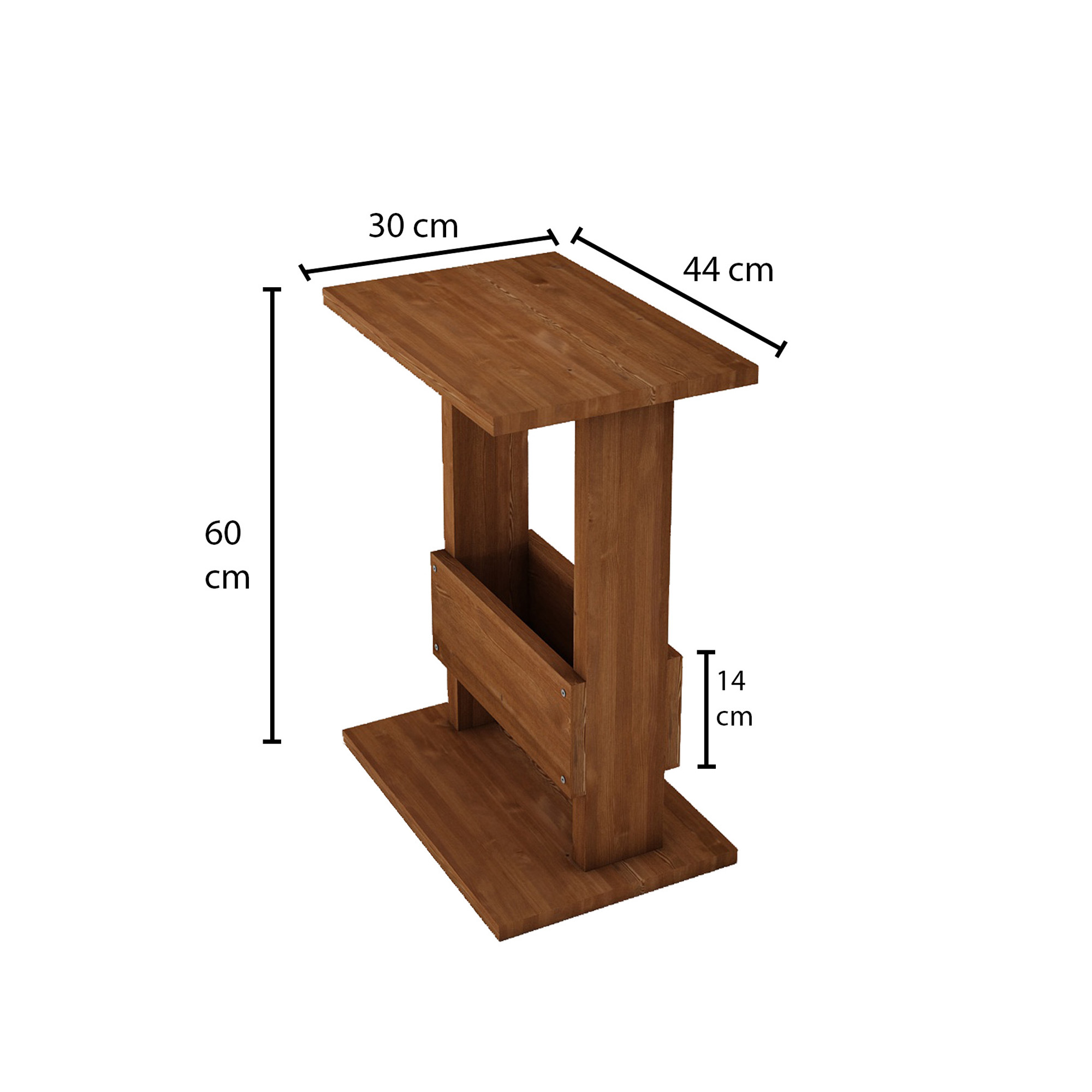 C Yan Sehpa Ahşap Tik Renk - Görsel 3