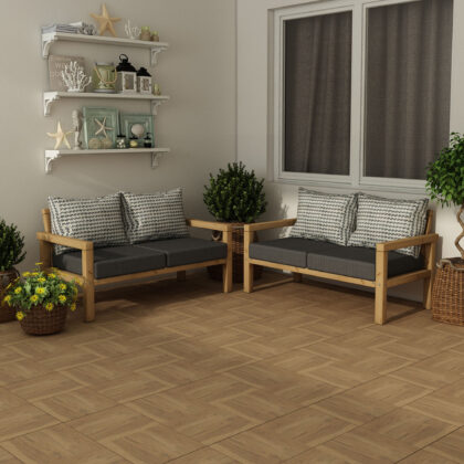 MODERN RAHAT VE ERGONOMİK BAHÇE BALKON VE TERAS İÇİN 2+2,Lİ NATURAL AHŞAP KANEPE