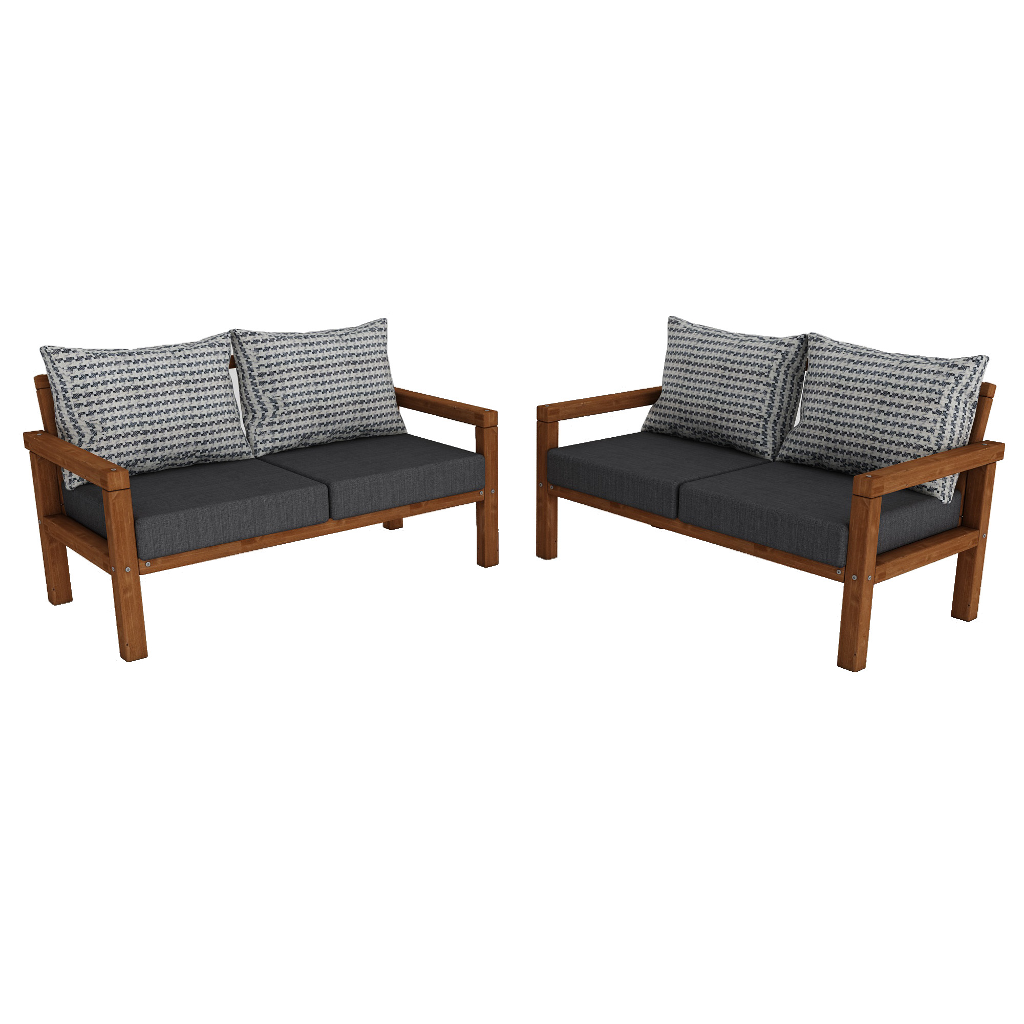 MODERN RAHAT VE ERGONOMİK BAHÇE BALKON VE TERAS İÇİN 2+2,Lİ TEAK RENK AHŞAP KANEPE - Görsel 5