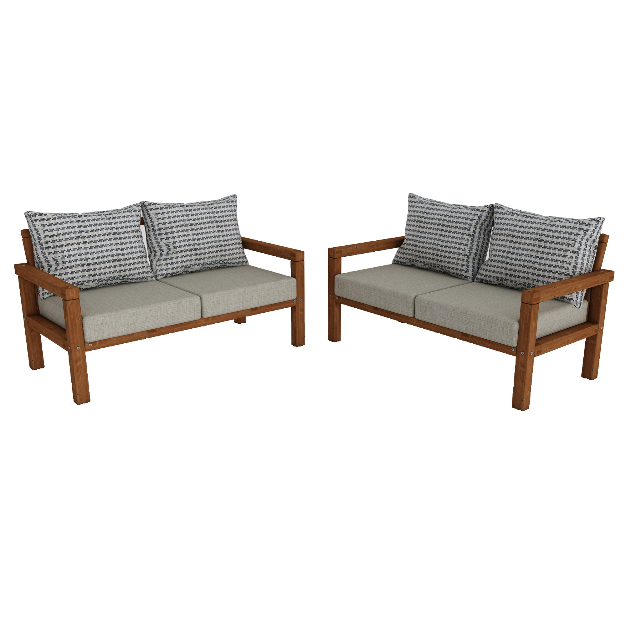 MODERN RAHAT VE ERGONOMİK BAHÇE BALKON VE TERAS İÇİN 2+2,Lİ TEAK RENK AHŞAP KANEPE - Görsel 5