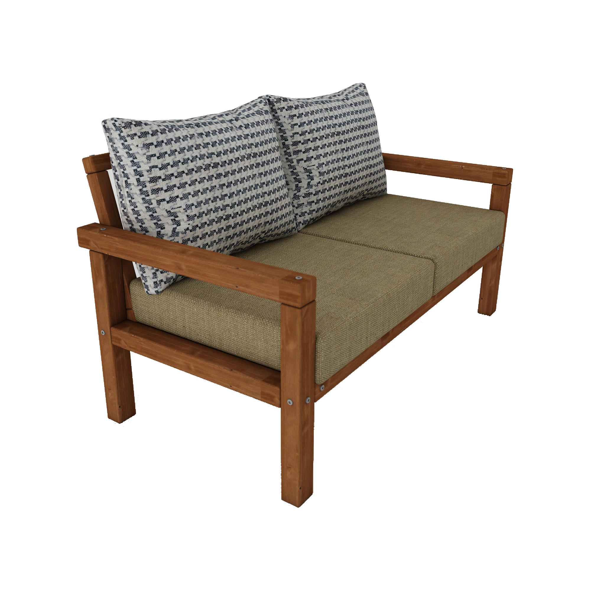 MODERN RAHAT VE ERGONOMİK BAHÇE BALKON VE TERAS İÇİN 2,Lİ TEAK RENK AHŞAP KANEPE - Görsel 6