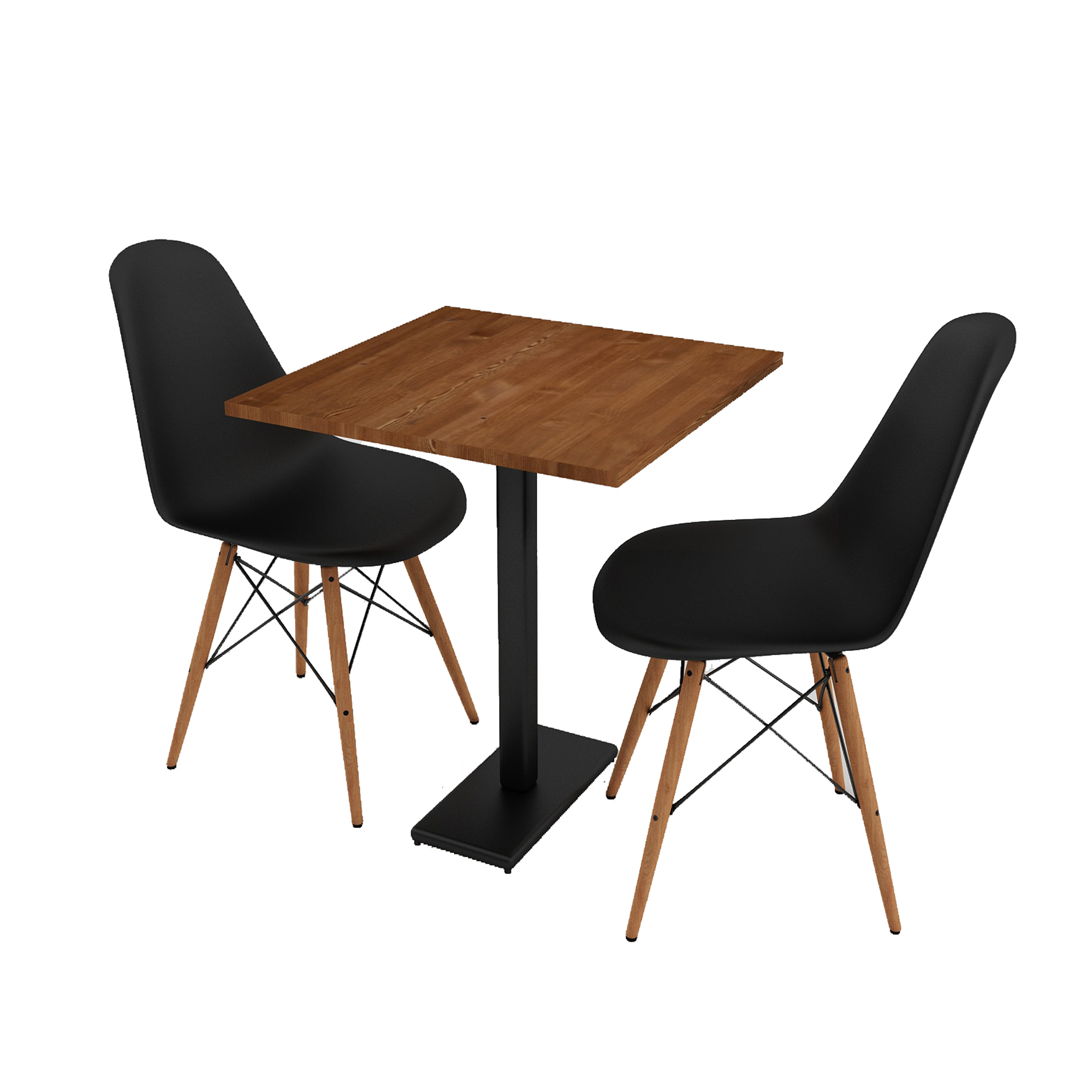 Masif Ağaç Teak Renk Mutfak Ve Balkon İçin Döküm Ayaklı 60×60 2 Sandalyeli Masa Takımı - Görsel 5