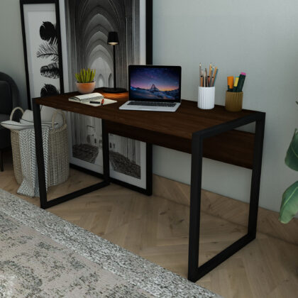 Çalışma Masası Ceviz Renk Metal Ayak