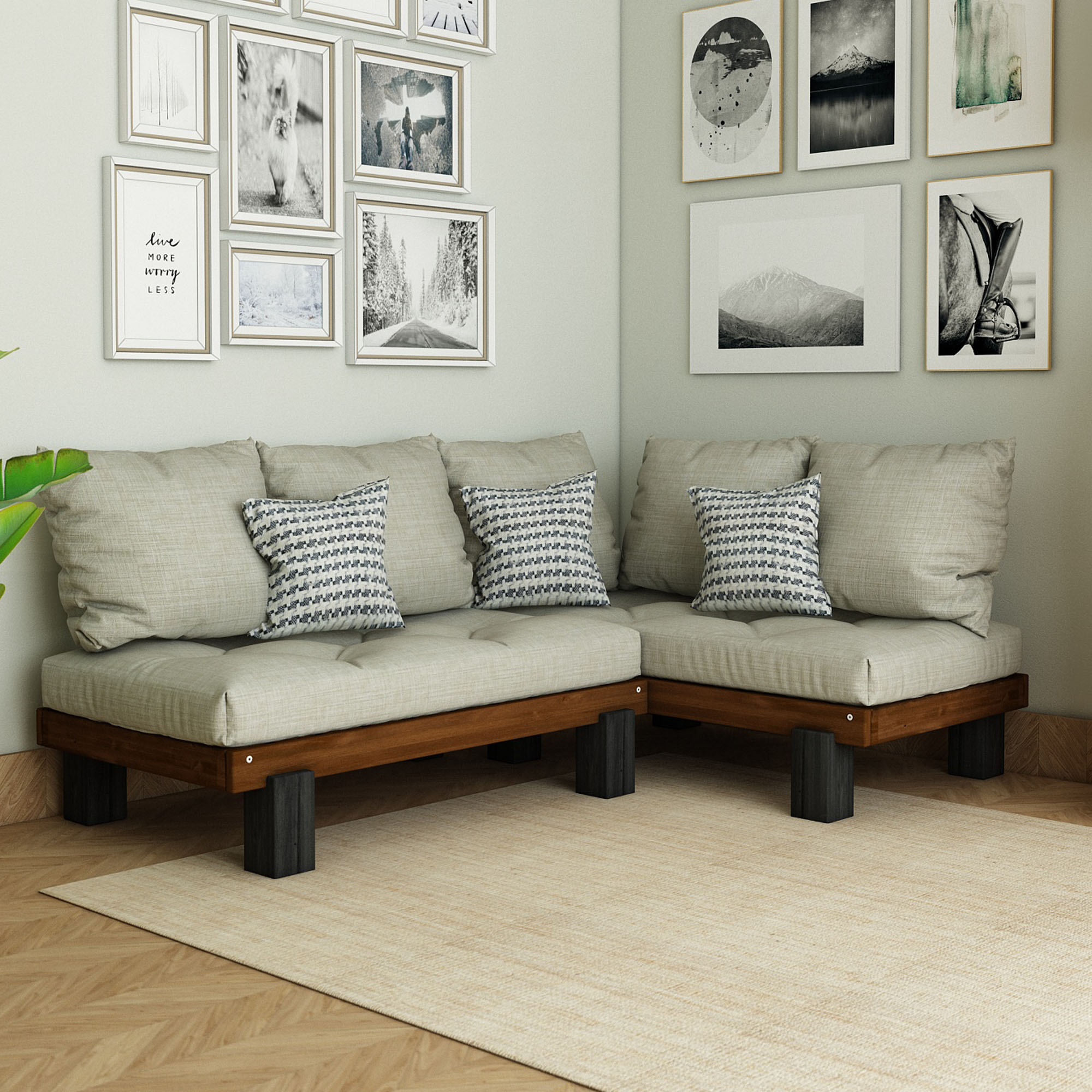 AHŞAP CEVİZ RENK SEDİR KÖŞE TAKIMI 190X120