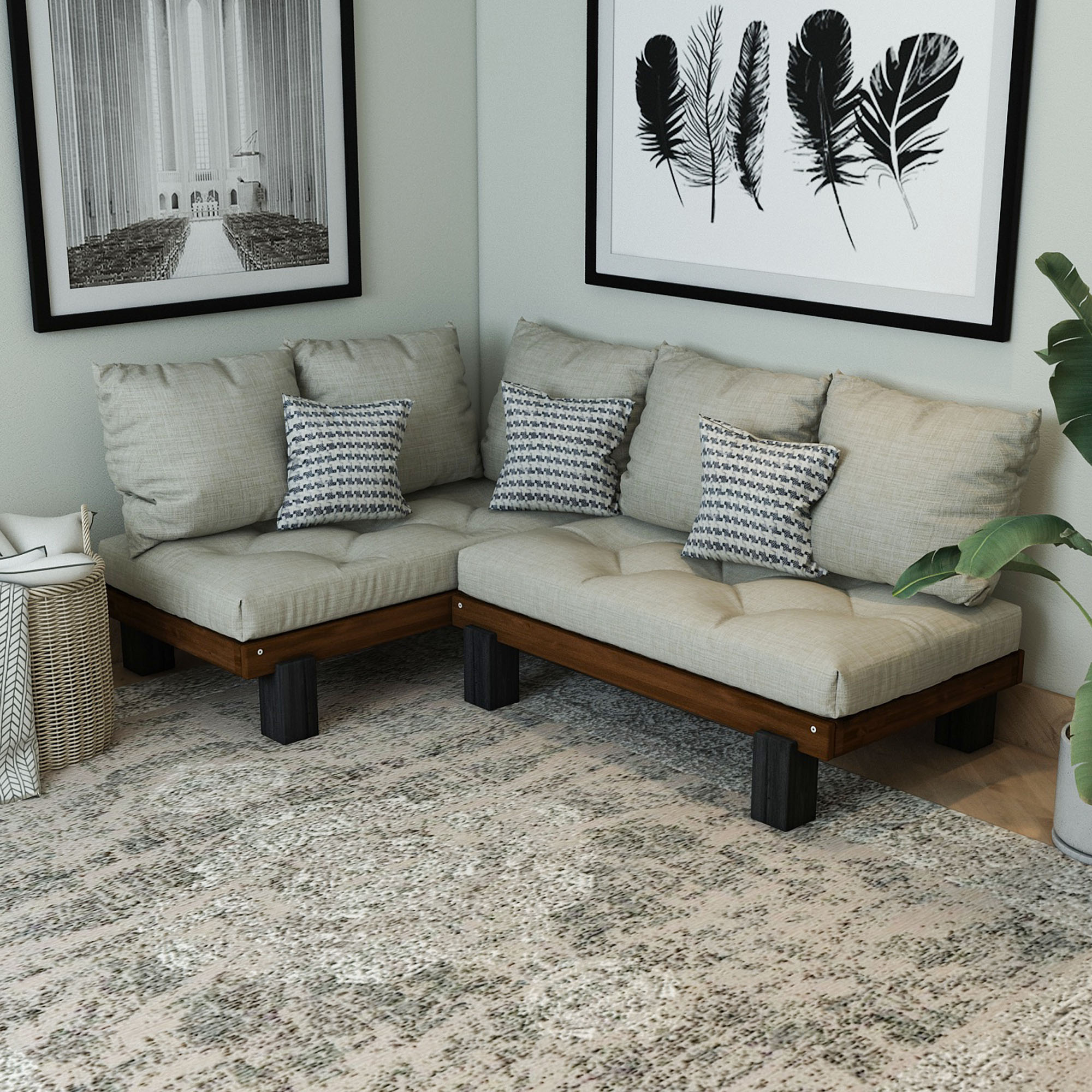 AHŞAP CEVİZ RENK SEDİR KÖŞE TAKIMI 190X120 - Görsel 3