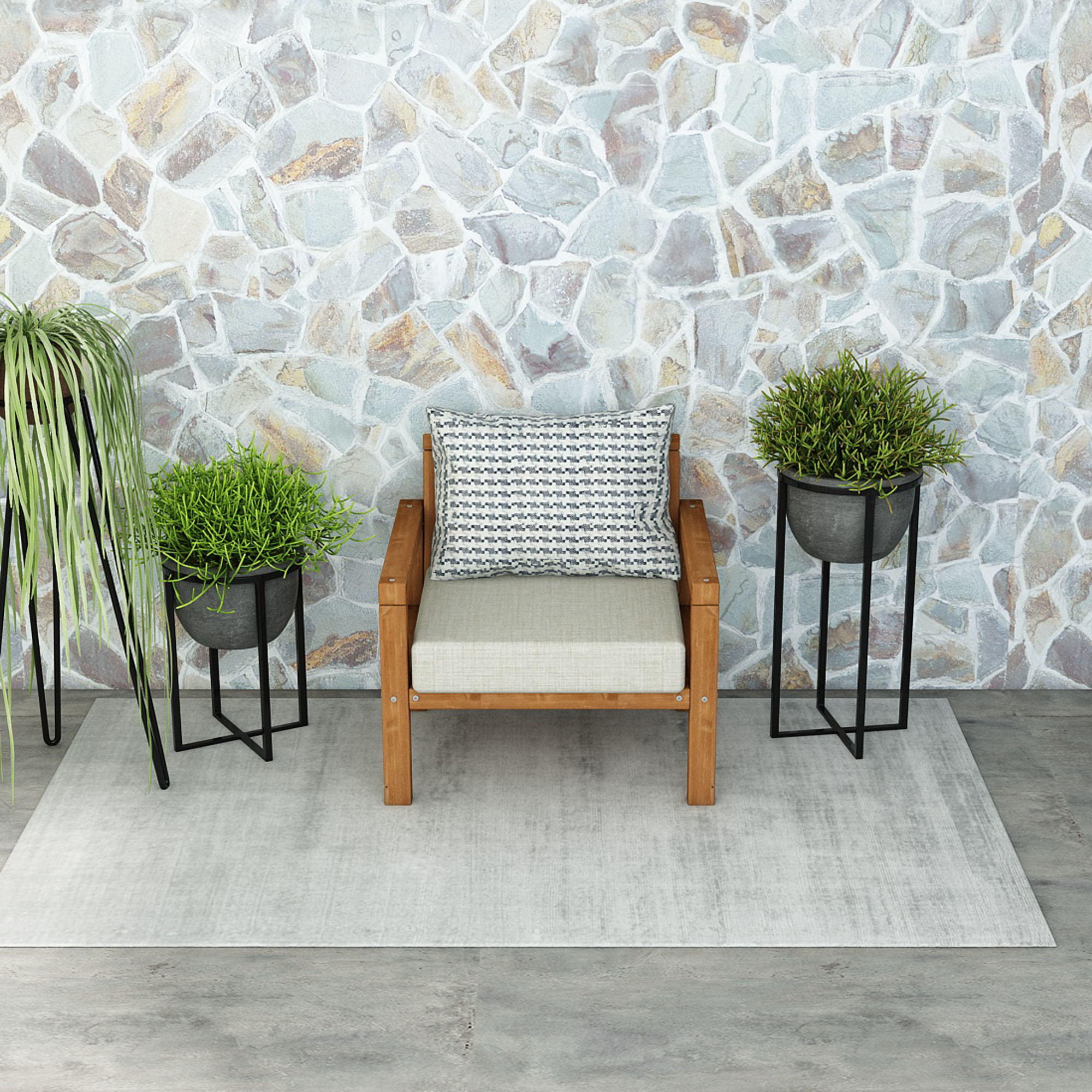 Ahşap Bahçe Balkon Takımı Tekli Teak Bej Renk