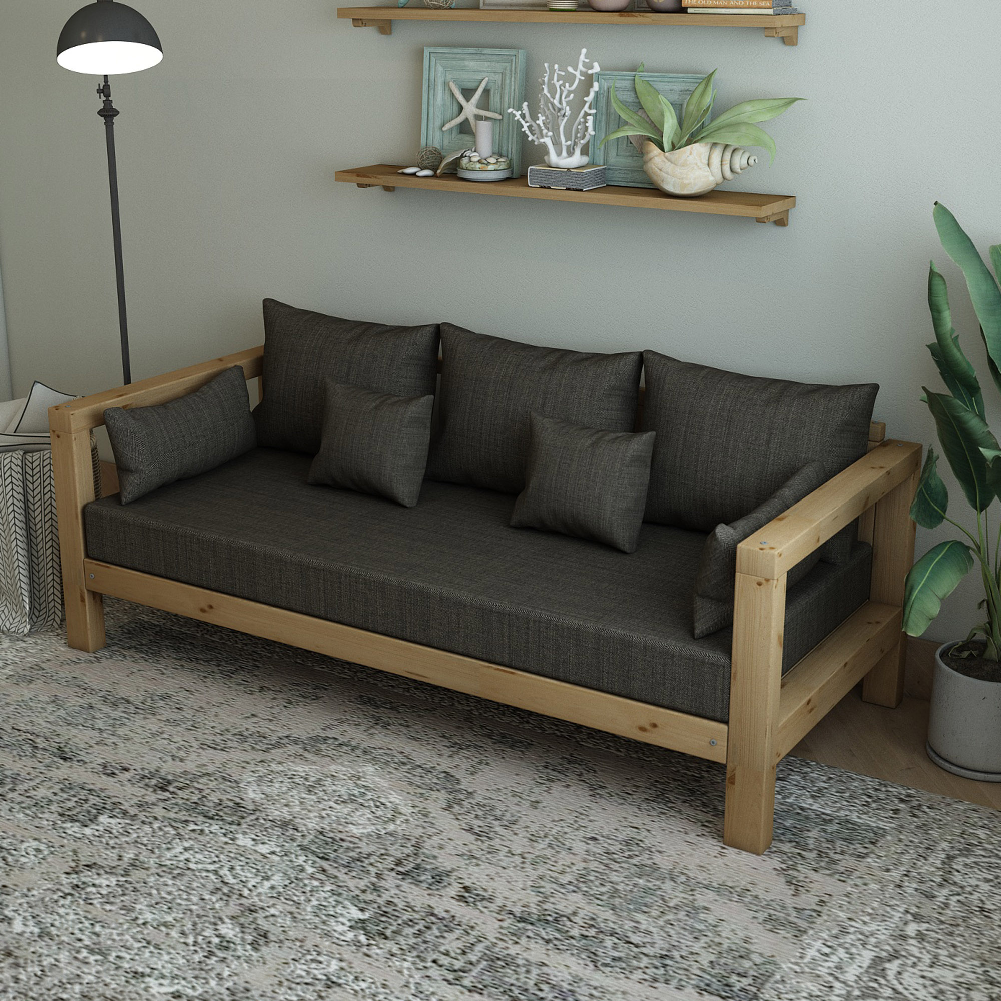 Sheffield Otantik Doğal Ahşap Kanepe Kahve Renk - Görsel 2