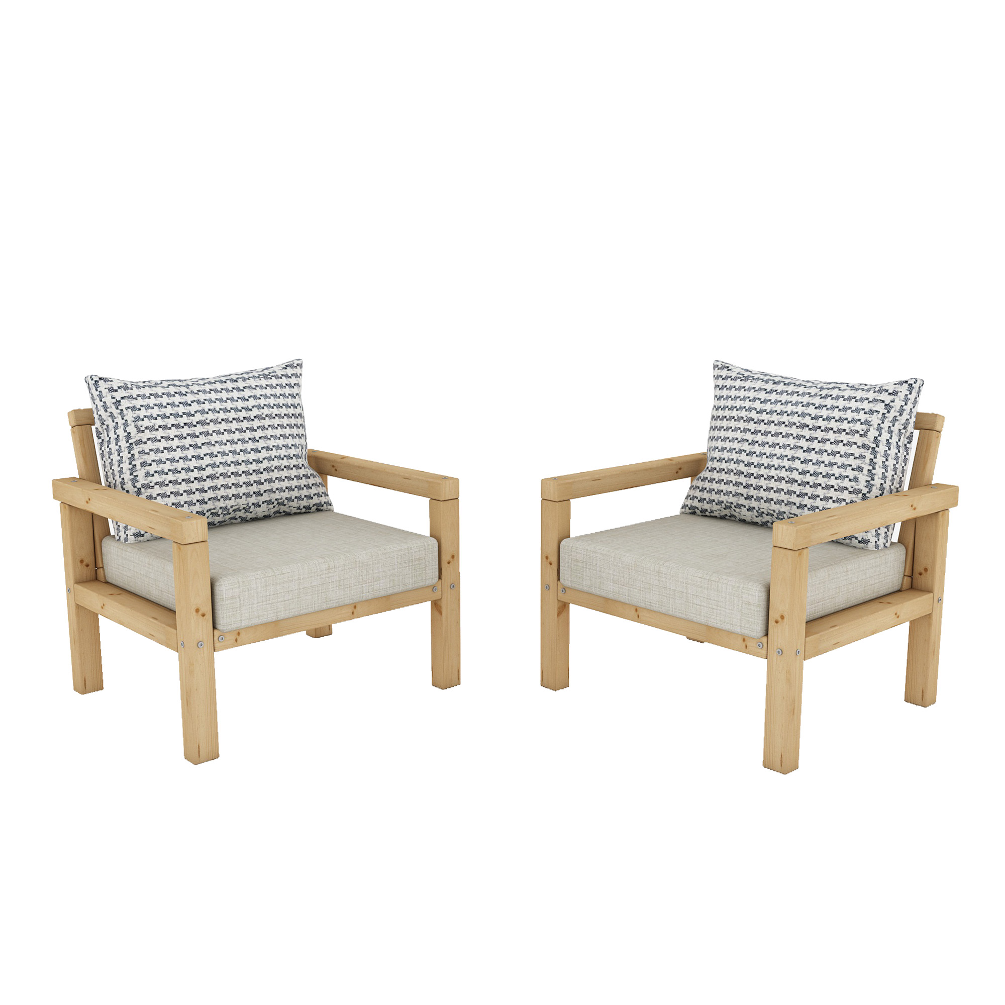 Ahşap Bahçe Balkon Takımı 1+1 Natural Bej Renk - Görsel 4