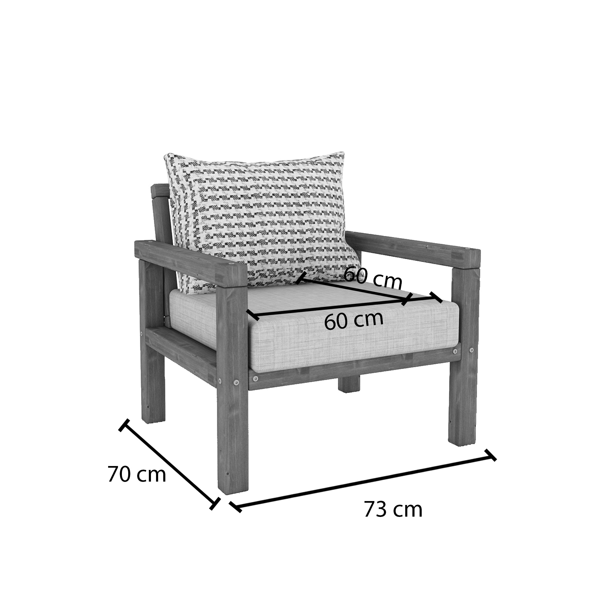 Ahşap Bahçe Balkon Takımı 1+1 Natural Bej Renk - Görsel 5