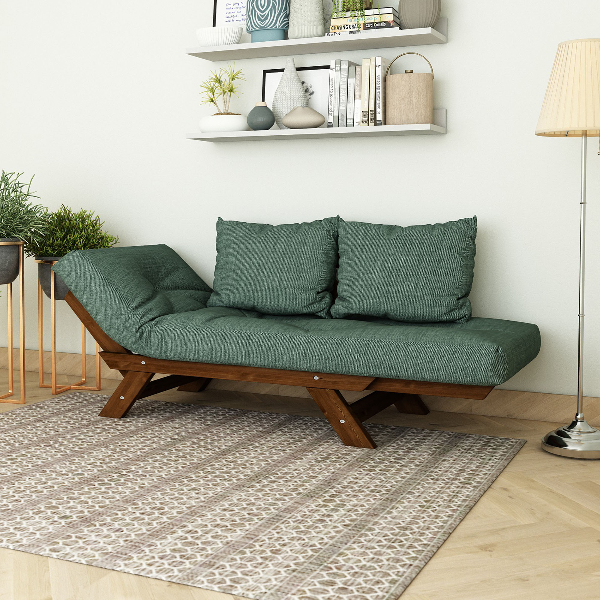 2li Ceviz Yeşil Kanepe - Görsel 3